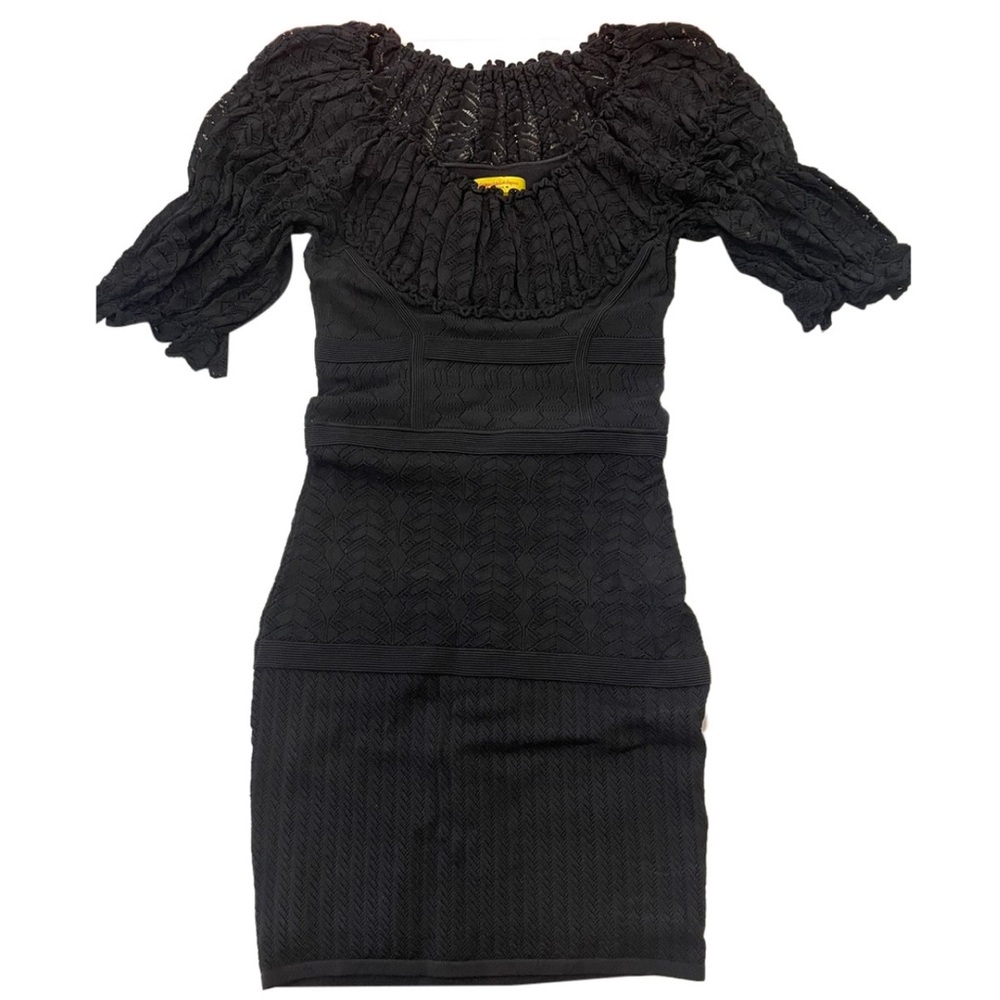 Catherine Malandrino Black Pointelle Knit Dress